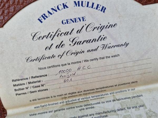 Franck Muller Conquistador Cortez 10000 H CC aus 750er Rose Gold mit Lederarmband, Zertifikat, Box, 2. Band