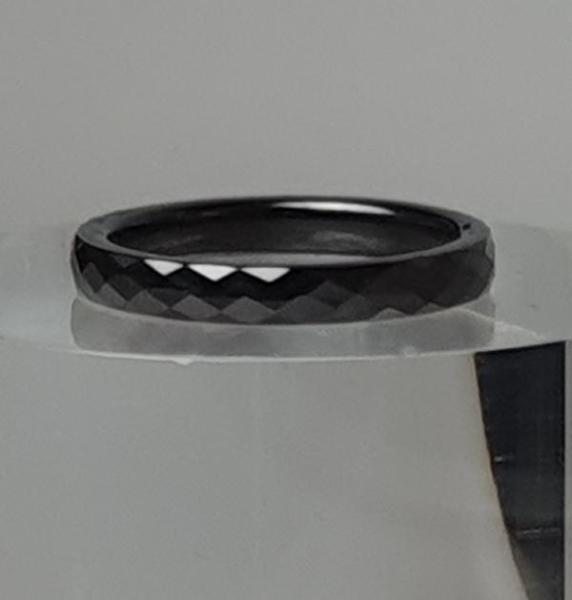 Keramik Ring facettiert anthrazit/schwarz, Größe: 53