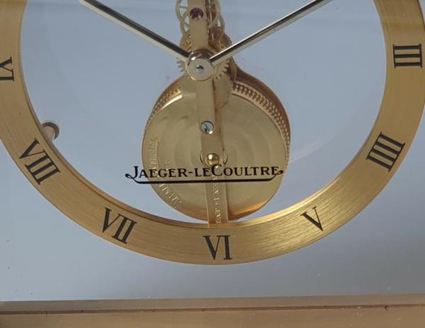 Jaeger Le Coultre Tischuhr mit Stabwerk, Messinggehäuse, 8-Tage Werk