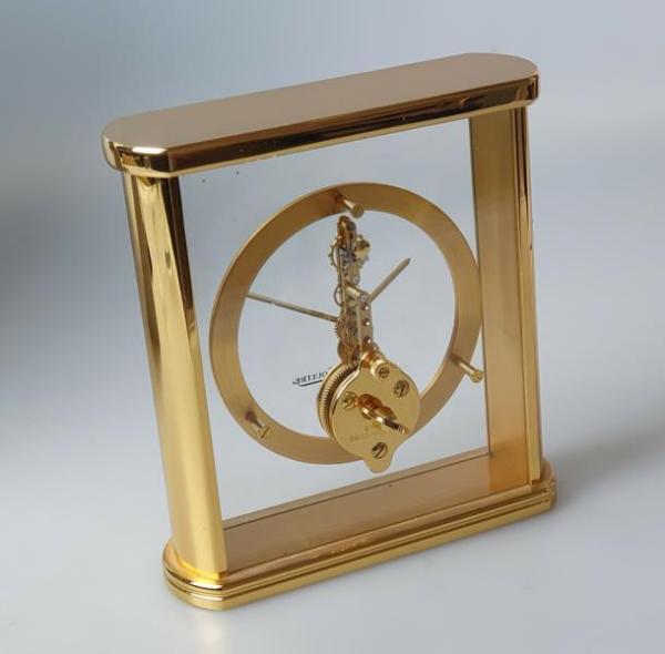 Jaeger Le Coultre Tischuhr mit Stabwerk, Messinggehäuse, 8-Tage Werk