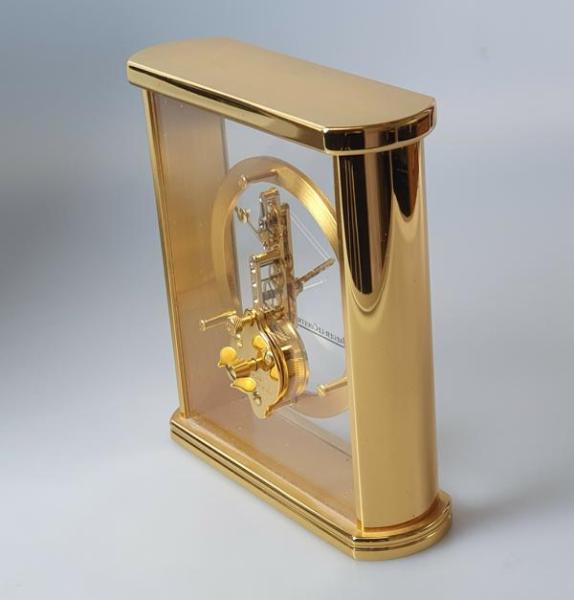 Jaeger Le Coultre Tischuhr mit Stabwerk, Messinggehäuse, 8-Tage Werk