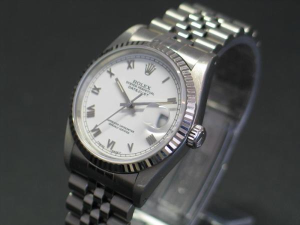 Rolex Datejust 36, White Roman Dial Weißgoldlünette Jubilee Armband, Ref. 16234