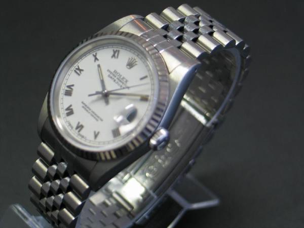 Rolex Datejust 36, White Roman Dial Weißgoldlünette Jubilee Armband, Ref. 16234