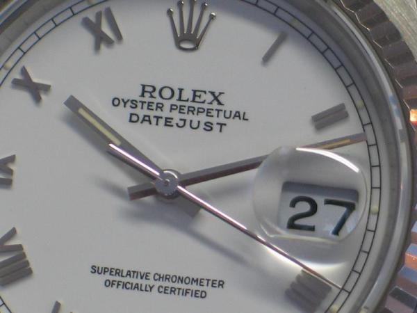 Rolex Datejust 36, White Roman Dial Weißgoldlünette Jubilee Armband, Ref. 16234
