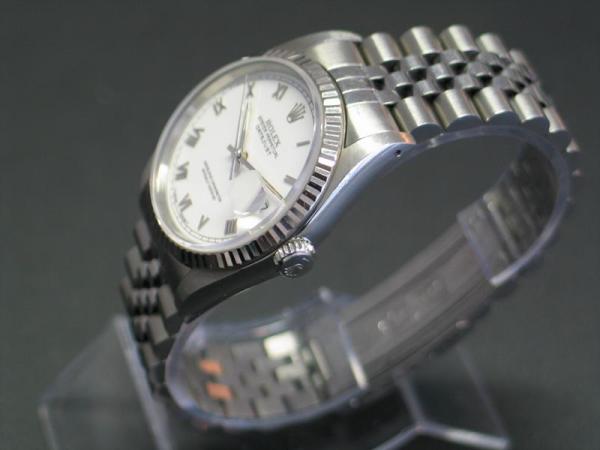 Rolex Datejust 36, White Roman Dial Weißgoldlünette Jubilee Armband, Ref. 16234
