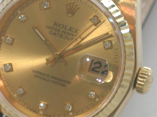 Rolex Oyster Perpetual Datejust 36, 750er Gold mit Lederband, Ref. 16018