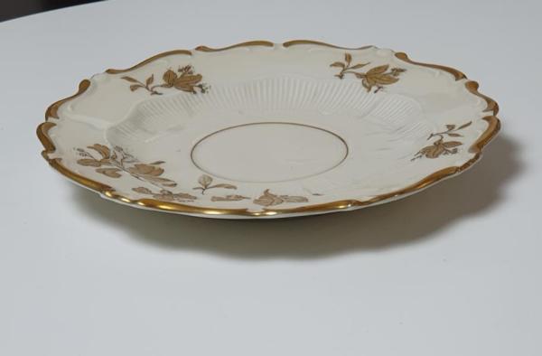 Vintage: Einzelgedeck Schirnding Kaffeetasse, Unterteller, Kuchenteller Goldapplikationen