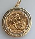 Münzanhänger "Sovereign - Elisabeth II Haarband" Großbritannien Jahreszahl 1957