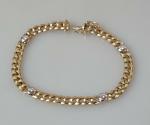 Diamant Gliederkettenarmband, mattiert, 585er Gold, Länge 19,2 cm, Gewicht: 19,4g
