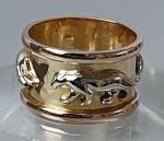Ring mit Raubkatzen aus 750er Tricolor Gold, Größe 55, Gewicht: 7,0g