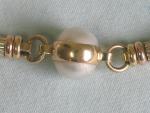 Edles Bicolor Armband aus 750er Gelb und Weißgold mit Halbperlen Gewicht: 29,9g